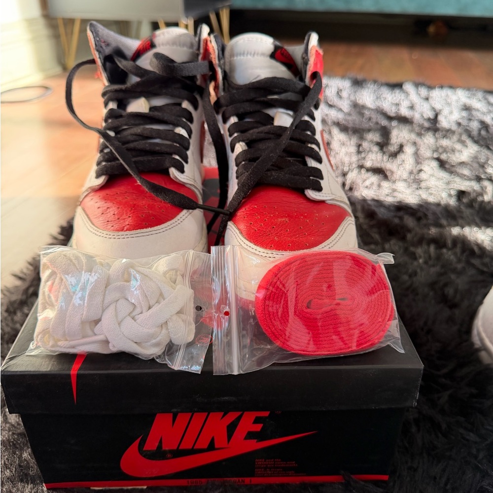 Nike Kids Red and White High-Top Sneakers